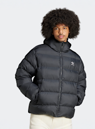 adidas Originals, Tonal Hooded Puffer Jacket, black, Image 1 of 5