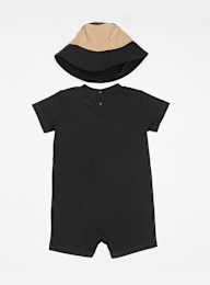 Nike, Sportswear PE Romper Bucket Hat Set 24 Monate (2 Piece), czarny, Obraz 2 z 6