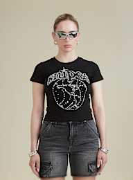 SNIPES, Globe Studs Baby Tee, black, Image 1 of 5
