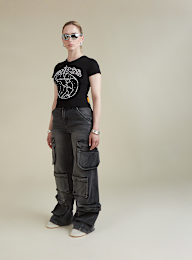 SNIPES, Globe Studs Baby Tee, black, Image 5 of 5