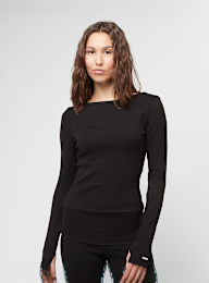aim'n, Ease Ribbed Long Sleeve Top, zwart, Afbeelding 1 van 4