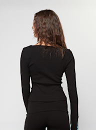 aim'n, Ease Ribbed Long Sleeve Top, czarny, Obraz 2 z 4