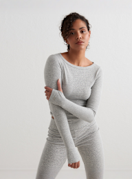 aim'n, Ease Ribbed Long Sleeve Top, grijs, Afbeelding 1 van 4