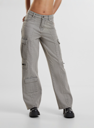 Urban Classics, Ladies Loose Utility Denim Pants lighter dirty washed, grijs, Afbeelding 1 van 3