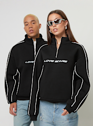 Love Scars, Piping Half Zip Sweater, black, Image 1 of 4