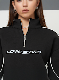 Love Scars, Piping Half Zip Sweater, black, Image 3 of 4