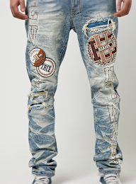 Smoke Rise, Varsity Patch Jeans, blue, Image 3 of 6