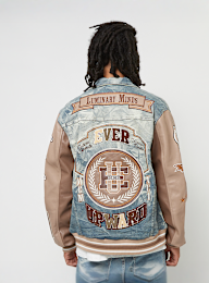 Smoke Rise, Varsity Polyurethan Sleeve Denim Jacket, blue, Image 2 of 7