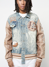 Smoke Rise, Varsity Polyurethan Sleeve Denim Jacket, blue, Image 3 of 7