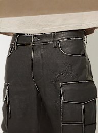 Smoke Rise, Washed Vegan Leather Utility Pants, black, Image 4 of 7