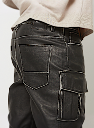 Smoke Rise, Washed Vegan Leather Utility Pants, black, Image 5 of 7