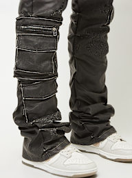 Smoke Rise, Washed Vegan Leather Utility Pants, black, Image 6 of 7