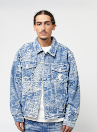 Karl Kani, OG Distress Camo Oversized Denim Jacket, blue, Image 1 of 4
