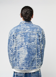 Karl Kani, OG Distress Camo Oversized Denim Jacket, blue, Image 2 of 4