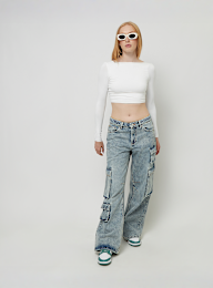 Decibel, Backless Cropped Longsleeve, biały, Obraz 3 z 3