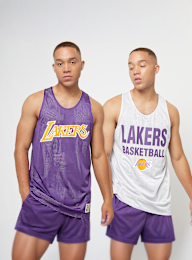 Mitchell & Ness, NBA Reversible Mesh Tank Vintage Logo La Lakers, purple, Image 1 of 8