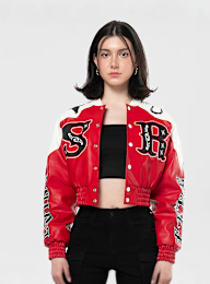 Smoke Rise, Relaxed Rodeo Cropped Jacket, red, Image 1 of 5