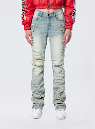 Smoke Rise, High Rise Stacked Western Jeans, blue, Image 1 of 7