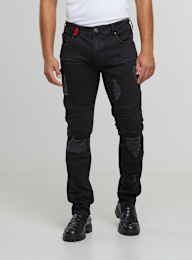 2Y STUDIOS, Oscar Ripped Slim Fit Jeans, zwart, Afbeelding 1 van 5