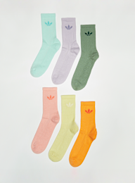 adidas Originals, 6 PACK - Trefoil Cushion Crew Socks, multi-colour, Image 1 of 2