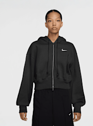 Nike, Sportswear Phoenix Fleece Loose Crop Full-Zip Hoodie, black, Image 1 of 3