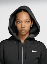 Nike, Sportswear Phoenix Fleece Loose Crop Full-Zip Hoodie, black, Image 3 of 3
