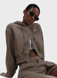 Nike, Sportswear Phoenix Fleece Loose Crop Full-Zip Hoodie, brown, Image 3 of 3