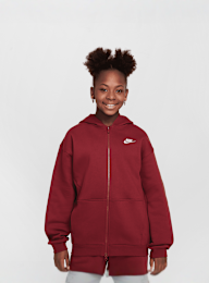 Nike, Sportswear Club Fleece Oversized Full-Zip Hoodie, rood, Afbeelding 1 van 7