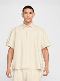 Nike, Club Short Sleeve Buttoned Oversized Shirt, beige, Image 1 of 6