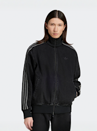 adidas Originals, Denim Firebird Originals Jacket, black, Image 1 of 5
