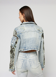 Smoke Rise, Denim Trucker Nylon Mixed Media Jacket, blauw, Afbeelding 2 van 6