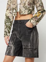 Smoke Rise, High Rise Multi Cargo Wide Leg Jeans, grey, Image 5 of 8