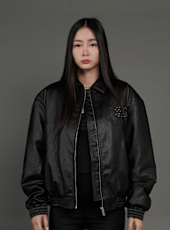 SNIPES, S Emblem Wavy Cut PU Jacket, black, Image 2 of 8