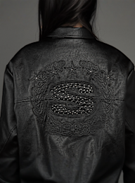 SNIPES, S Emblem Wavy Cut PU Jacket, black, Image 4 of 8