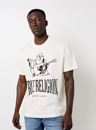 True Religion, Vintage Crackle Buddha Tee, white, Image 1 of 4