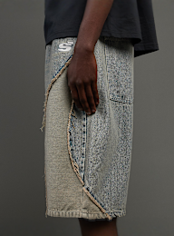 SNIPES, S Cube Inside Out Baggy Denim Shorts, blue, Image 4 of 7