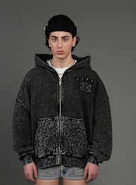 SNIPES, S Emblem Inside Out Oversized Zip Hoodie, zwart, Afbeelding 1 van 7