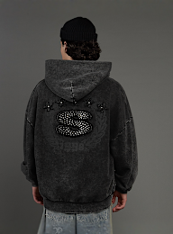 SNIPES, S Emblem Inside Out Oversized Zip Hoodie, black, Image 2 of 7