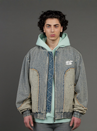 SNIPES, S Emblem Inside Out Denim Jacket, blue, Image 1 of 7