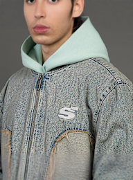 SNIPES, S Emblem Inside Out Denim Jacket, blue, Image 3 of 7