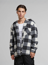 Urban Classics, Big Check Jacket With Hood, zwart, Afbeelding 1 van 3