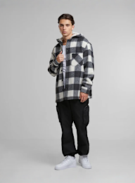 Urban Classics, Big Check Jacket With Hood, zwart, Afbeelding 3 van 3