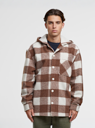 Urban Classics, Big Check Jacket With Hood, brązowy, Obraz 1 z 3