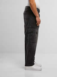 Urban Classics, Tapered Heavy Ounce Baggy Cargo Jeans, zwart, Afbeelding 4 van 5