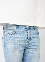 2Y STUDIOS, Victor Ripped Slim Fit Shorts, niebieski, Obraz 3 z 5