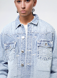 True Religion, Super T Oversized Denim Jacket, blauw, Afbeelding 3 van 6