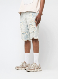 Smoke Rise, Distressed Rip & Repair Denim Shorts, blue, Image 1 of 5