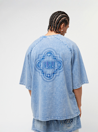 zəяo si:x nœf, Alternate Logo Ornament Oversized Raglan Tee, blue, Image 1 of 5