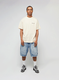 zəяo si:x nœf, Primary Logo Embossed Denim Shorts, blue, Image 5 of 5