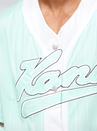 Karl Kani, Varsity Logo Pinstripe Baseball Shirt, turquoise, Image 3 of 4